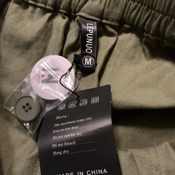 NWT-Lepunuo women's high-waisted, baggy, army green cargo pants - Picture 10 of 11